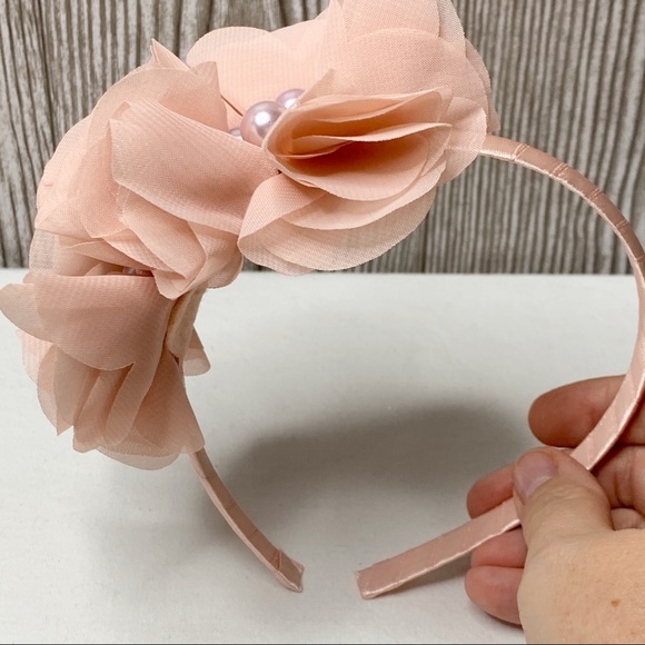 Adorable Floral & Faux Pearl Headband in Blush - Picture 2 of 12